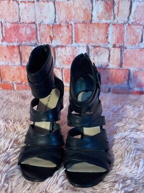 Via Spiga Black Strappy High Heel Sandals